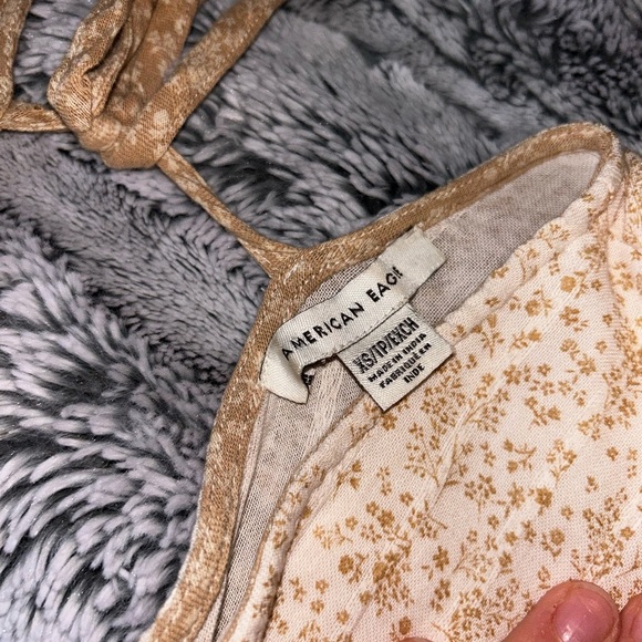 🍂 American Eagle Outfitters Asymmetrical Patchwork Dress - Beige and Cream - Picture 4 of 5